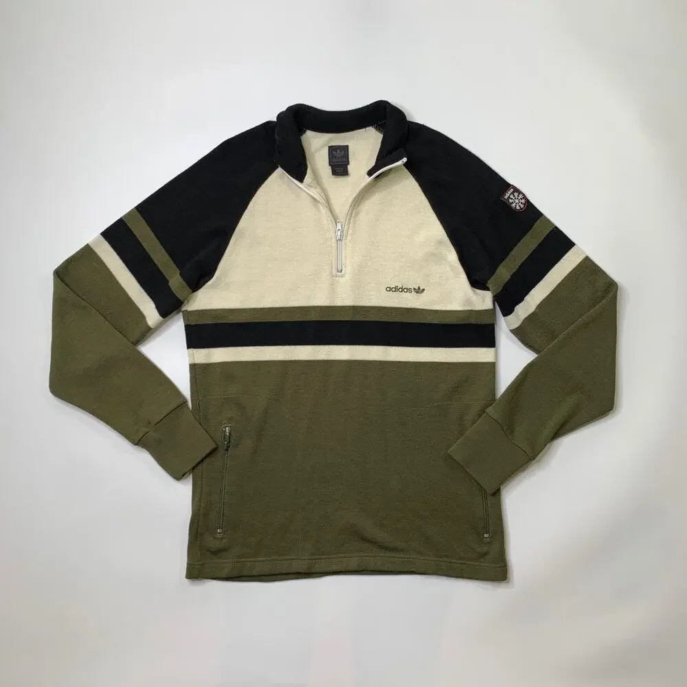 Vintage Adidas Sweater Mens S Small Quarter Zip Long Sleeve Pullover Patch Logo